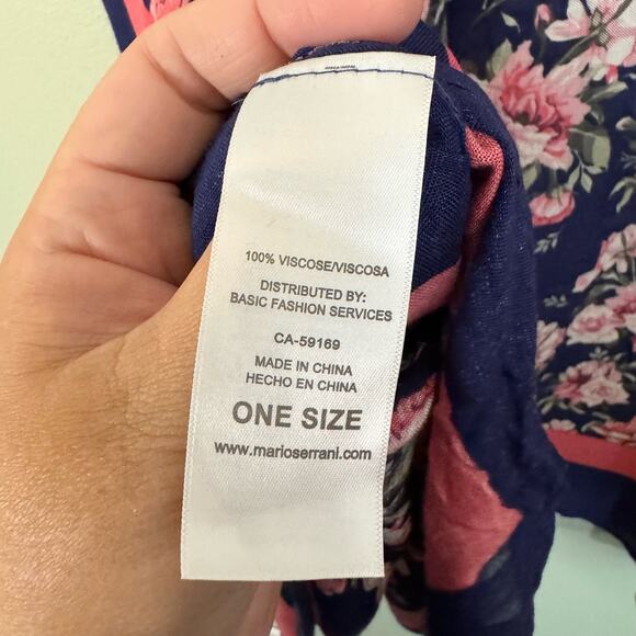 Mario Serrani Italy Cardigan One Size Floral Open Front Kimono Cover Up Blue - Picture 7 of 7